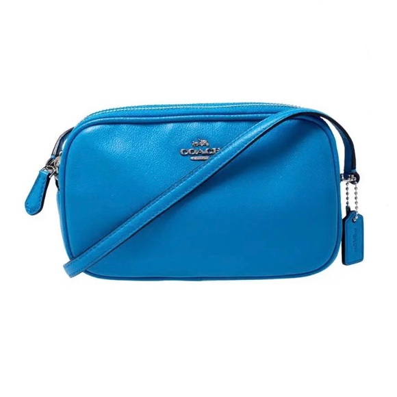 Coach Bags Coach Blue Leather Double Zip Camera Crossbody Bag Poshmark